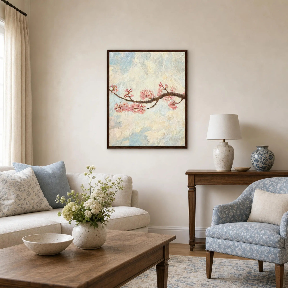 Impressionist Cherry Blossom Branch Framed Art Print