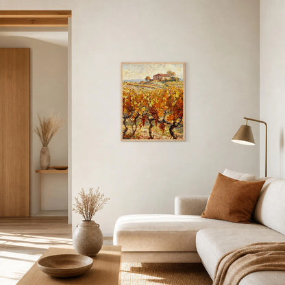 Framed Golden Vineyard Harvest Art Print | Rustic Provence Autumn Wall Art
