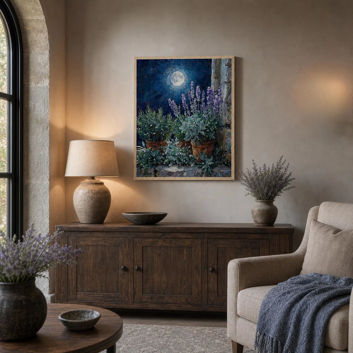 Moonlit Herb Garden Framed Art Poster