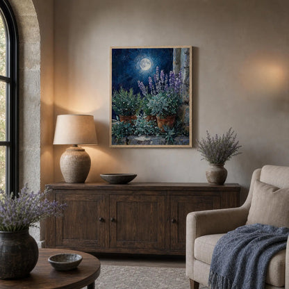 Moonlit Herb Garden Framed Art Poster