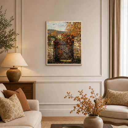Autumn Garden Gate Framed Art Print | Ready to Hang Wall Decor