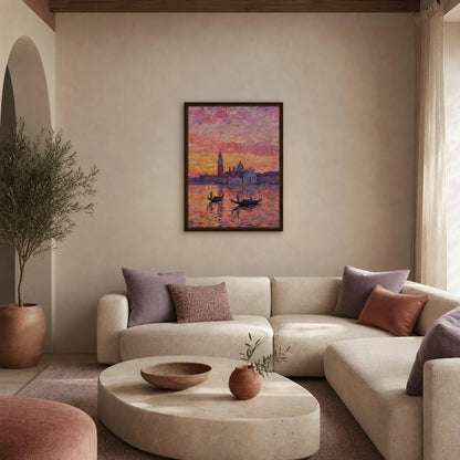 Framed Venetian Sunset Canvas | Romantic Venice Wall Art Decor