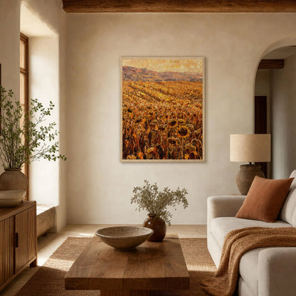 Golden Sunflower Field Framed Art Print | Ready to Hang Wall Decor