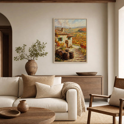 Provence Vineyard Cottage Framed Canvas Wall Art | Gallery Style Decor