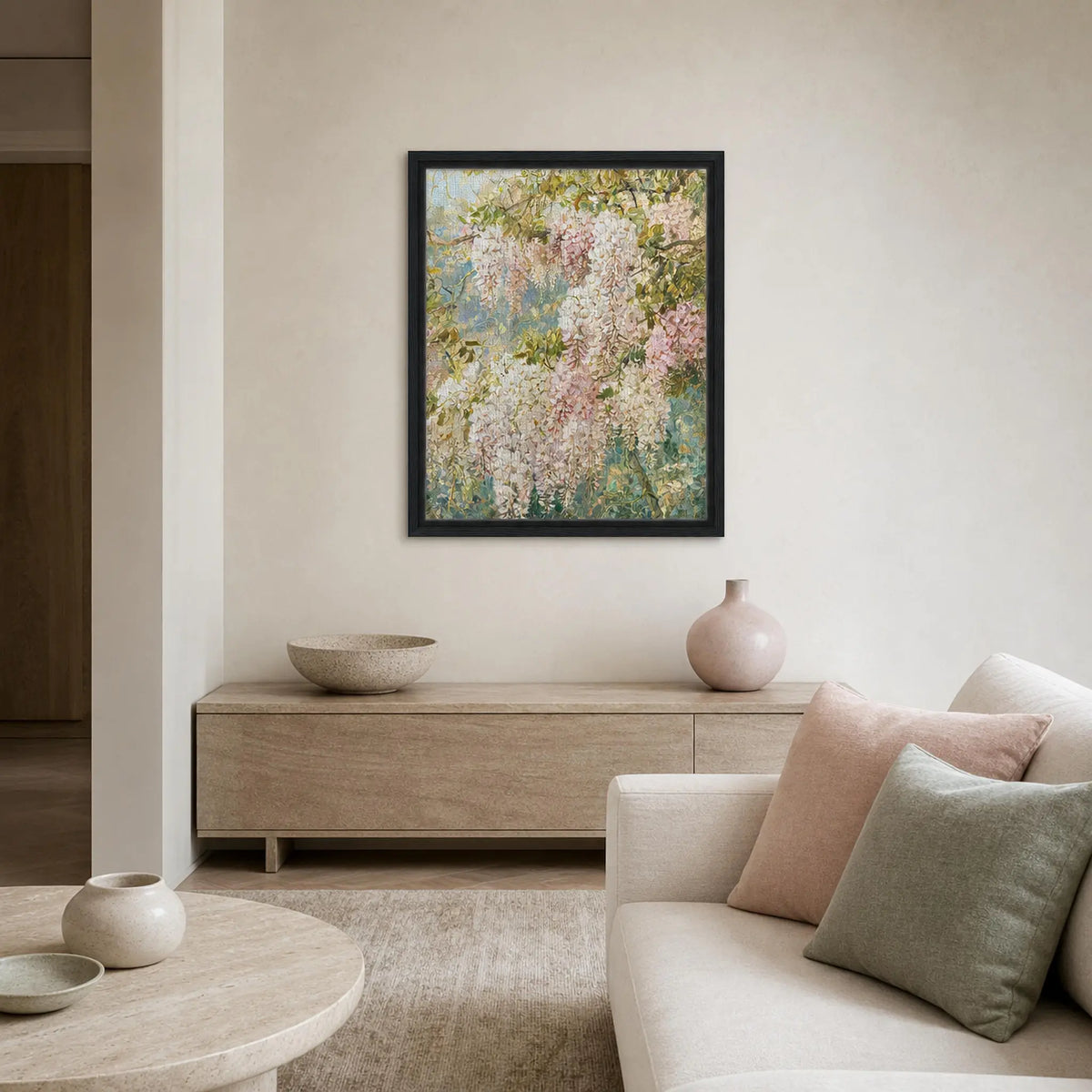 Cascading Wisteria Blossoms Impressionist Art Print