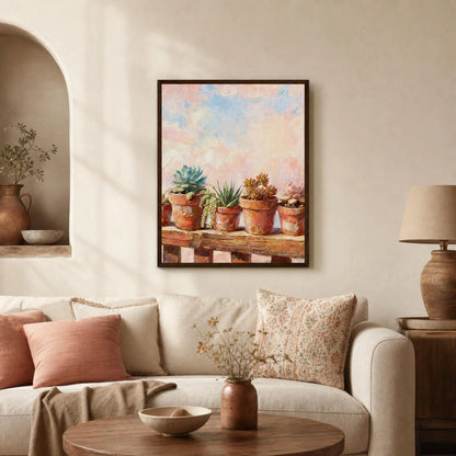 Framed Succulent Garden Art Print | Ready-to-Hang Botanical Wall Decor