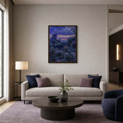 Twilight Garden & Blue Dusk Impressionist Art Print