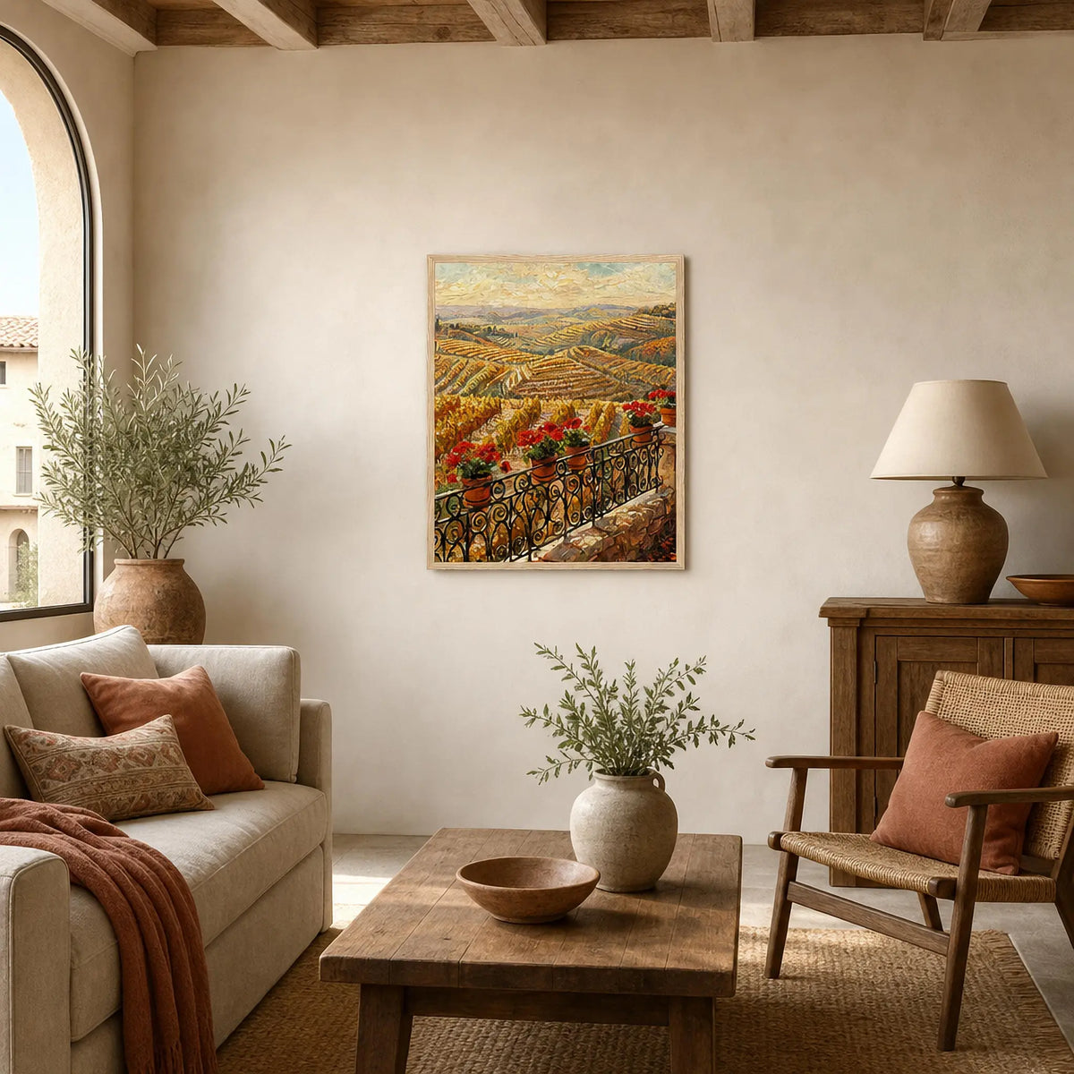 Vineyard Balcony Framed Art Print | Ready to Hang Wall Decor