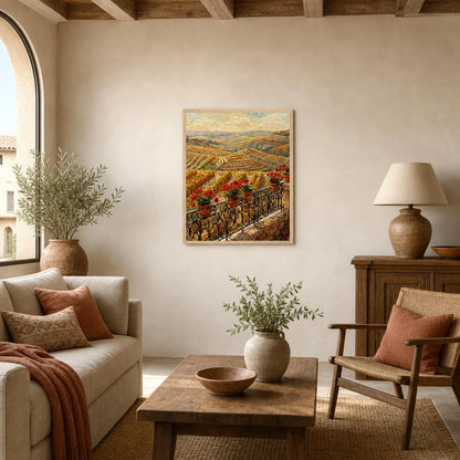 Vineyard Balcony Framed Art Print | Ready to Hang Wall Decor