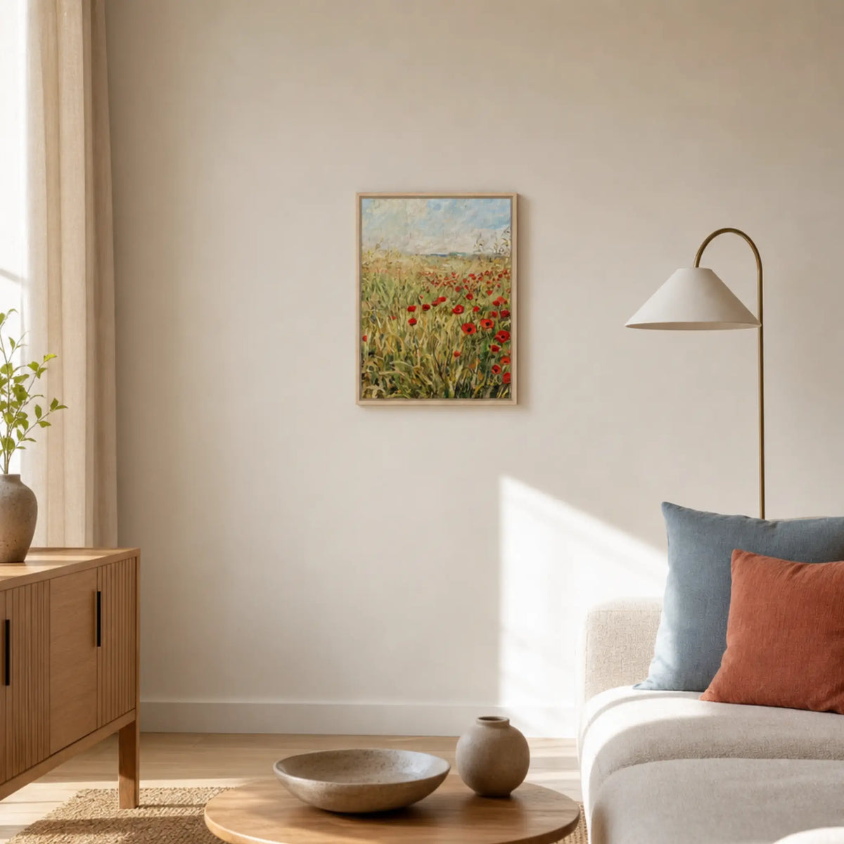 Golden Poppy Field Framed Canvas | Vintstep