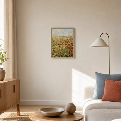Golden Poppy Field Framed Canvas | Vintstep