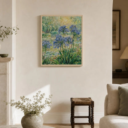 Sunlit Agapanthus Garden Wooden Framed Poster | Vintstep