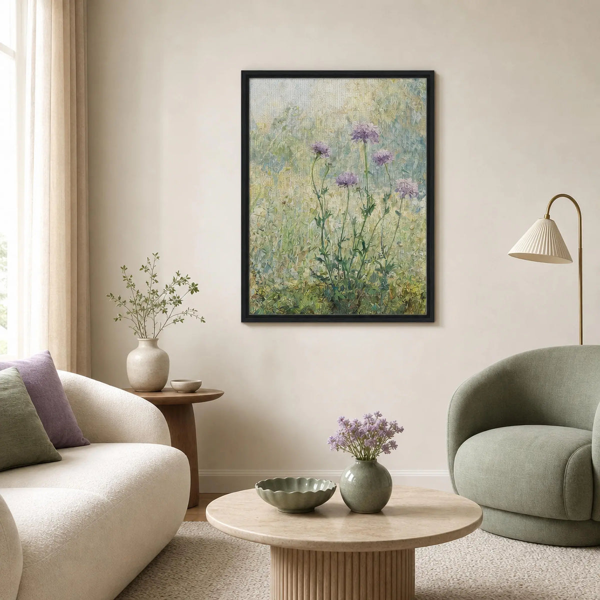 Impressionist Wildflower Meadow Framed Canvas Wall Art