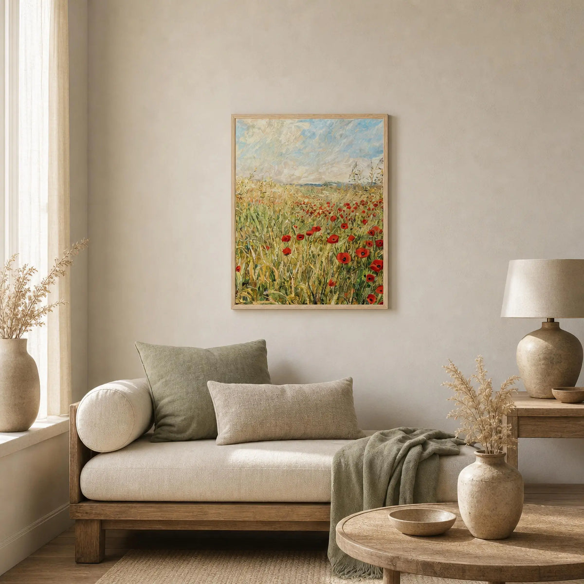 Golden Poppy Field Wooden Framed Poster | Vintstep