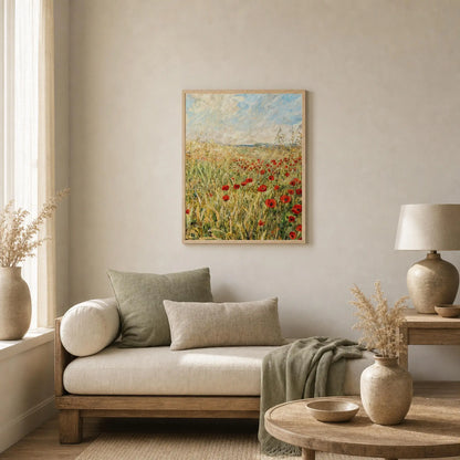 Golden Poppy Field Wooden Framed Poster | Vintstep