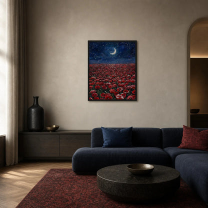 Poppies Under the Moon Framed Art Poster