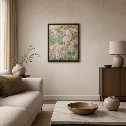 Impressionist Wisteria Blossoms Framed Canvas Wall Art