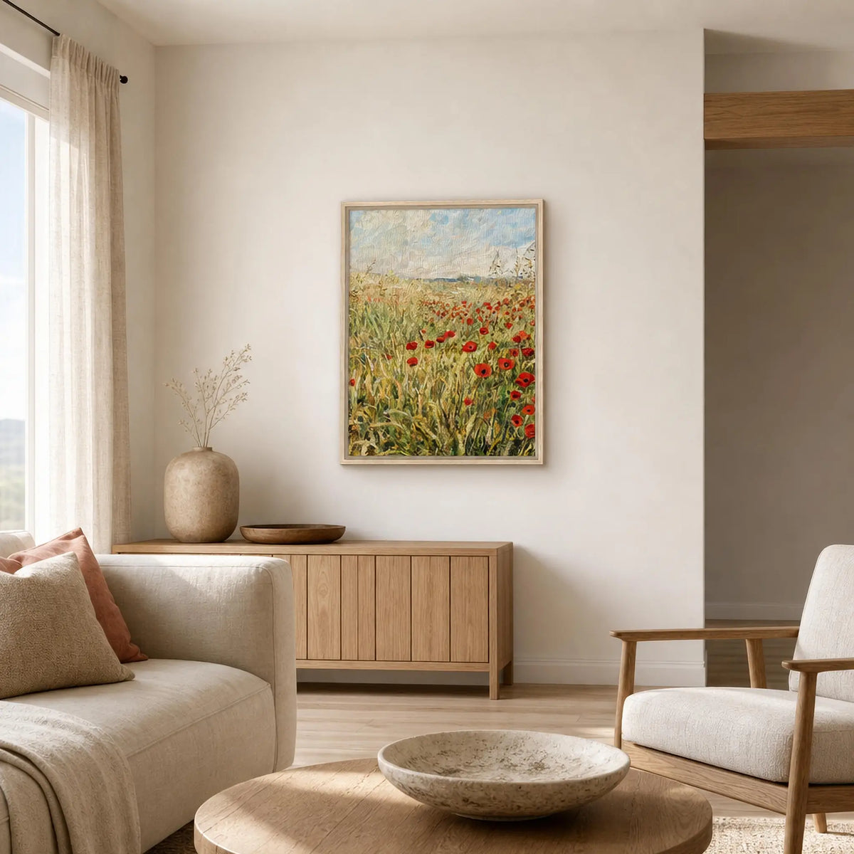 Golden Poppy Field Framed Canvas | Vintstep