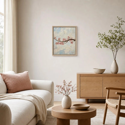 Blossoming Cherry Branch & Pastel Sky Impressionist Art Print