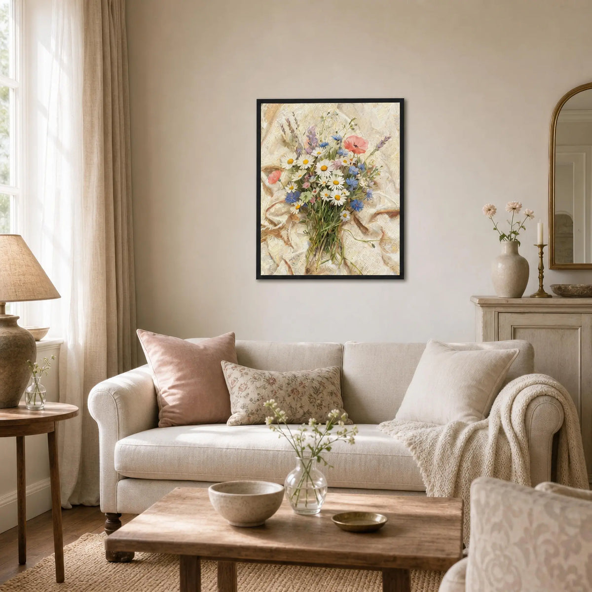 Impressionist Wildflower Bouquet Framed Art Print