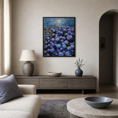 Moonlit Hydrangea Wall Framed Art Poster