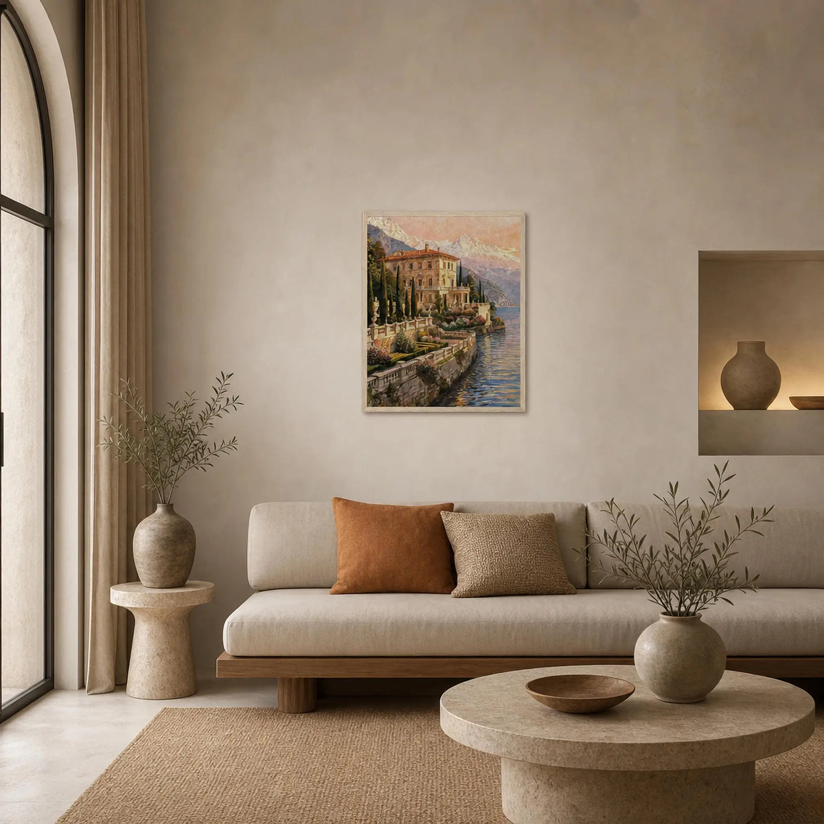 Framed Italian Lakeside Villa Art | Luxury Lake Decor Poster