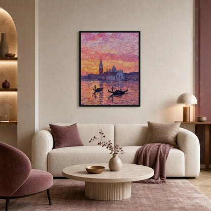 Framed Venetian Sunset Art | Romantic Venice Wall Decor Poster