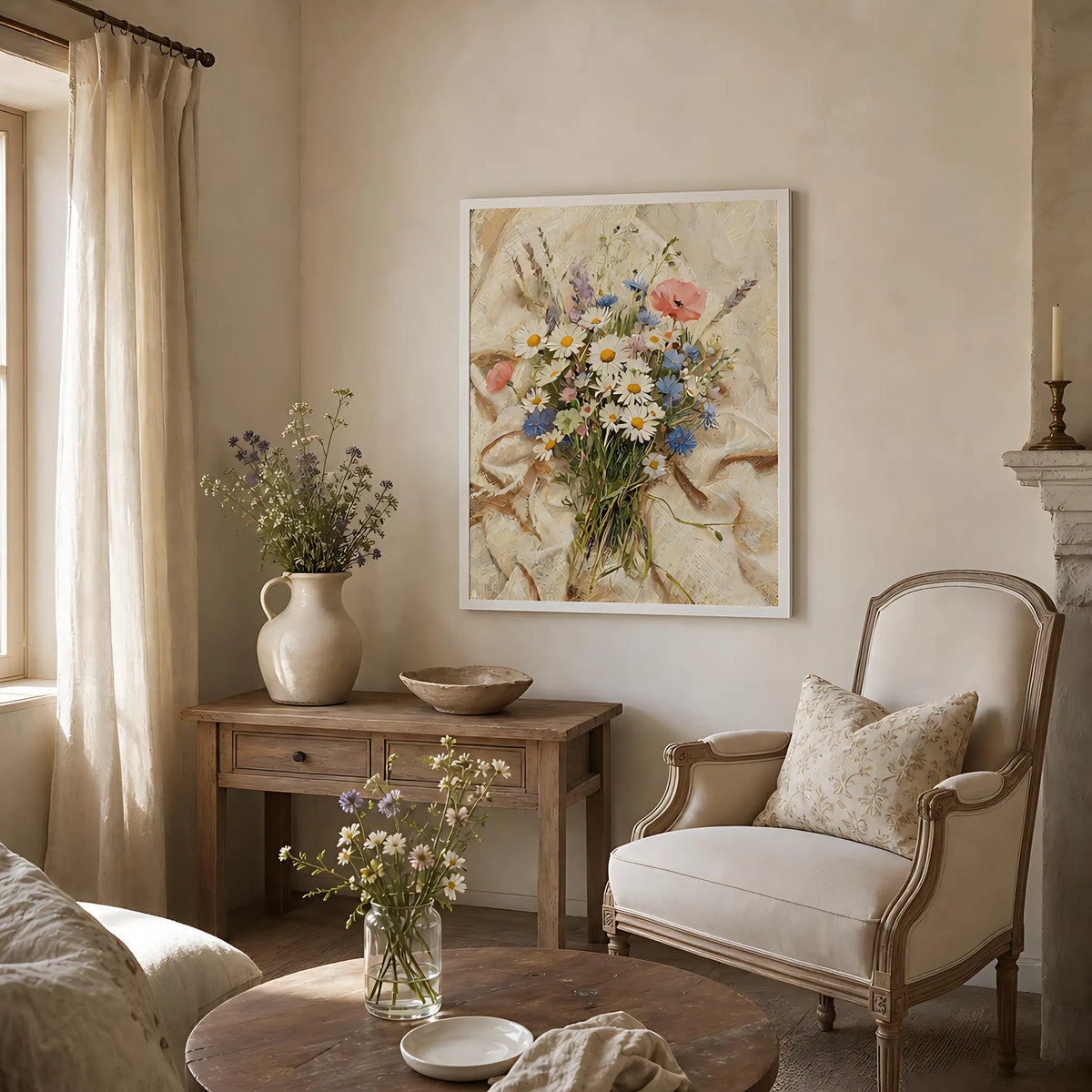 Impressionist Wildflower Bouquet Framed Art Print