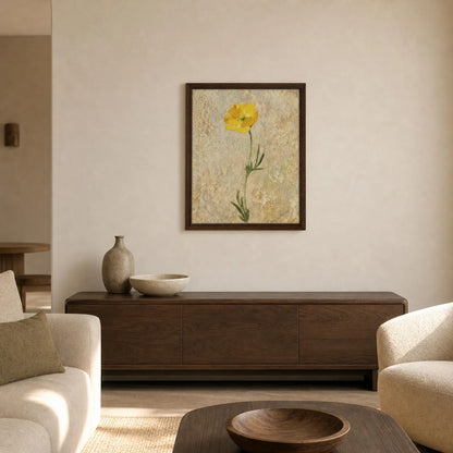 Impressionist Single Yellow Poppy Framed Canvas Wall Art
