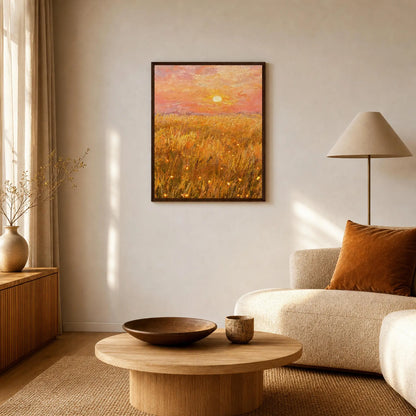 Warm Sunset Field Framed Fine Art Print