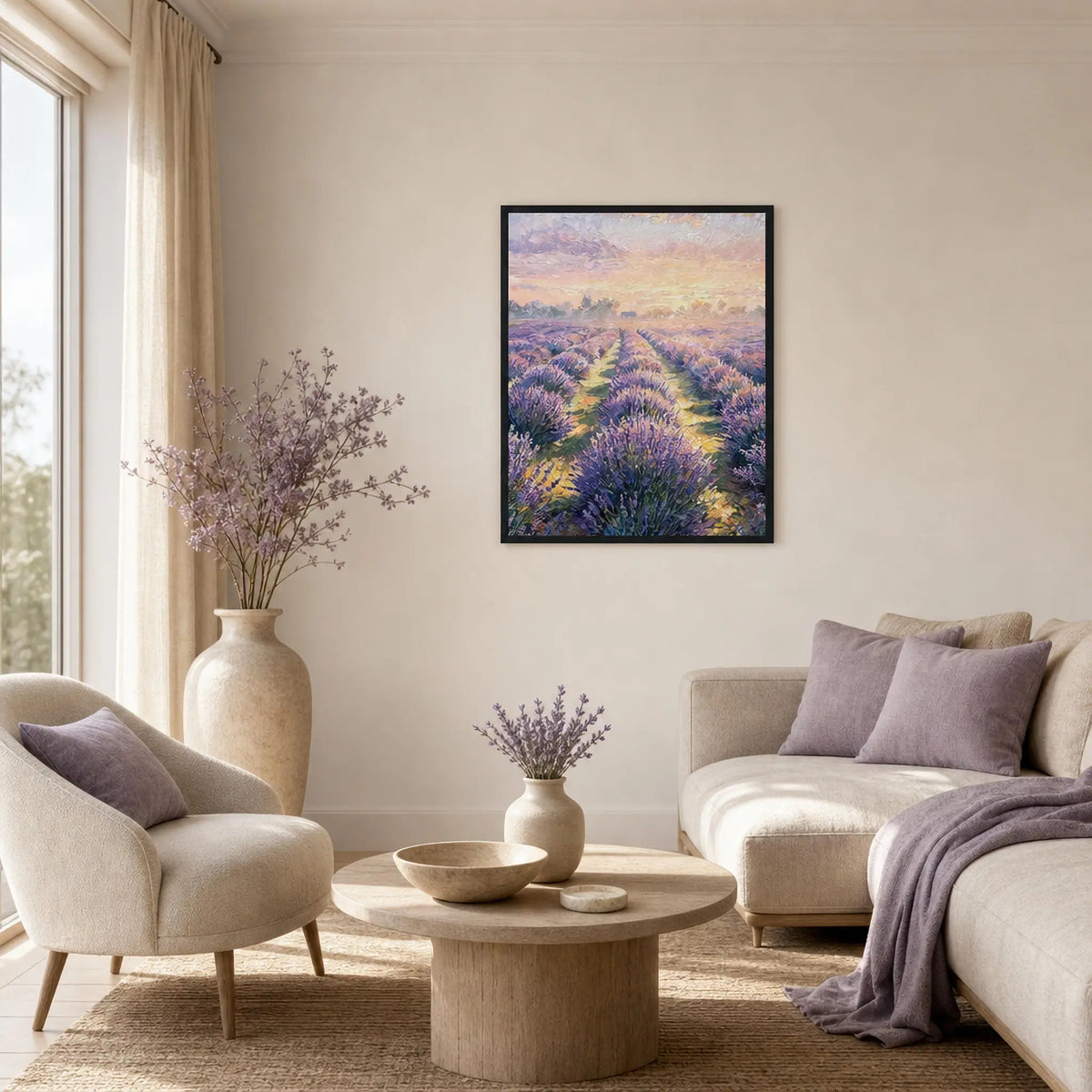 Lavender Sunset Field Framed Fine Art Print