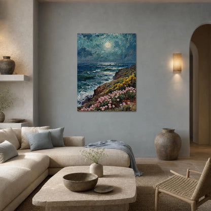 Moonlit Coastal Cliffs Fine Art Print