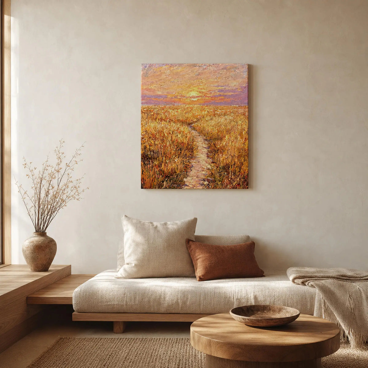 Golden Path Sunset Canvas Wall Art