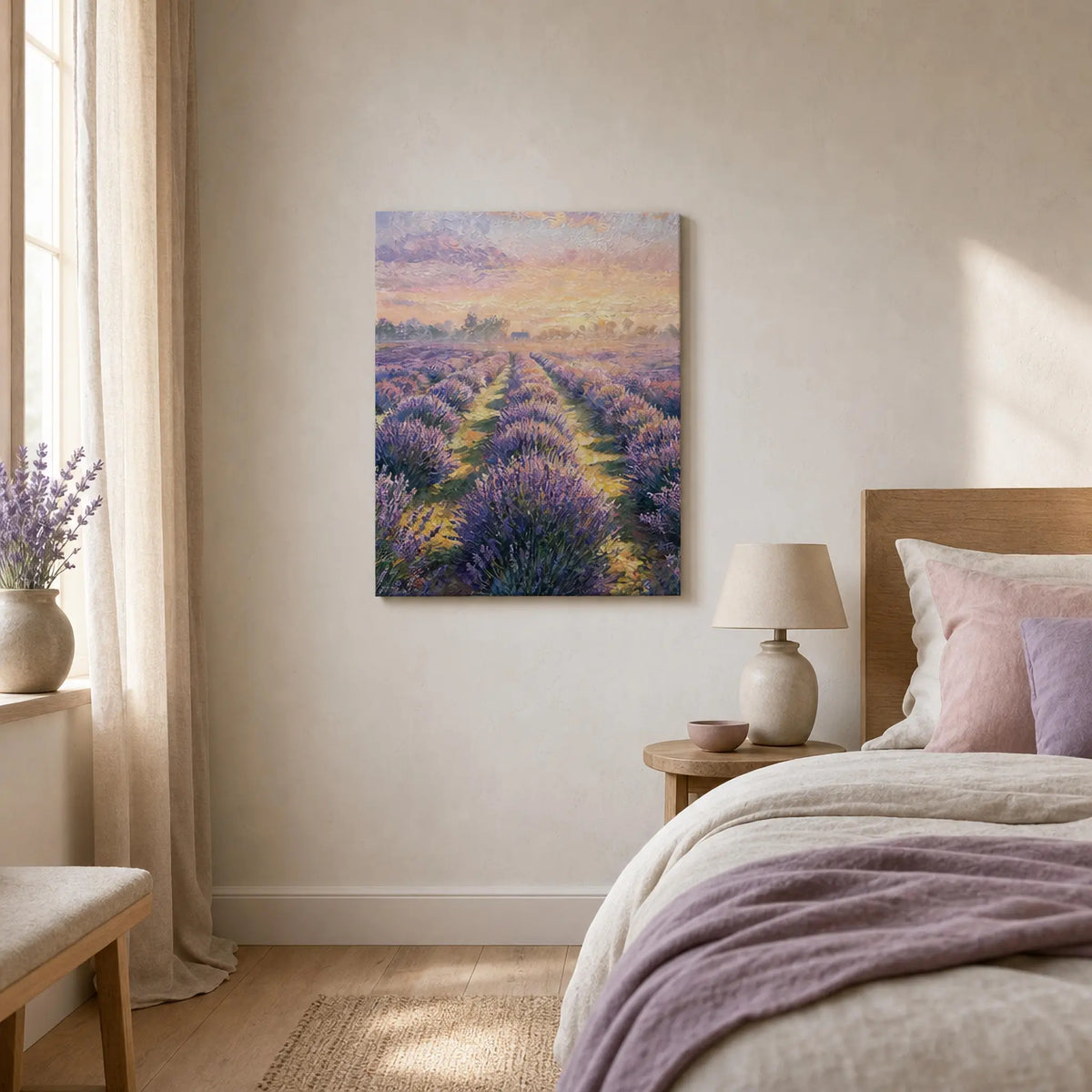 Sunset Lavender Meadow Canvas Wall Art