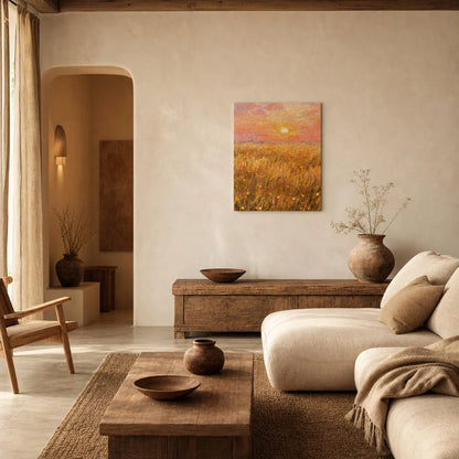 Golden Hour Meadow Landscape Canvas Print