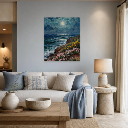 Moonlit Coastal Cliffs Canvas Print