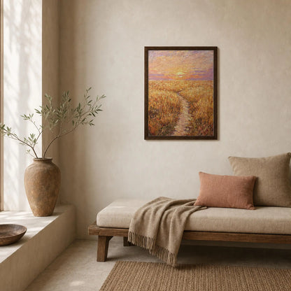 Golden Path Sunset Framed Canvas Art