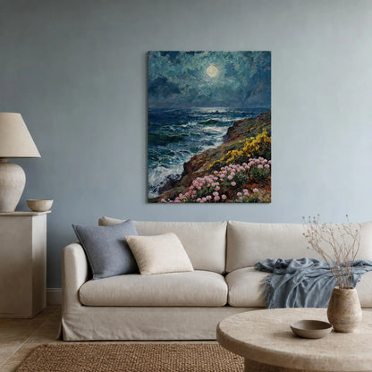 Moonlit Coastal Cliffs Canvas Print