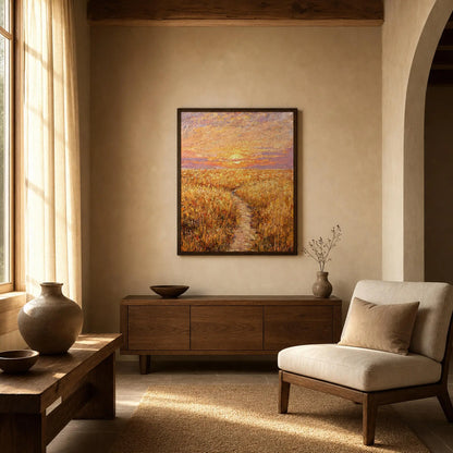 Golden Path Sunset Framed Fine Art Print