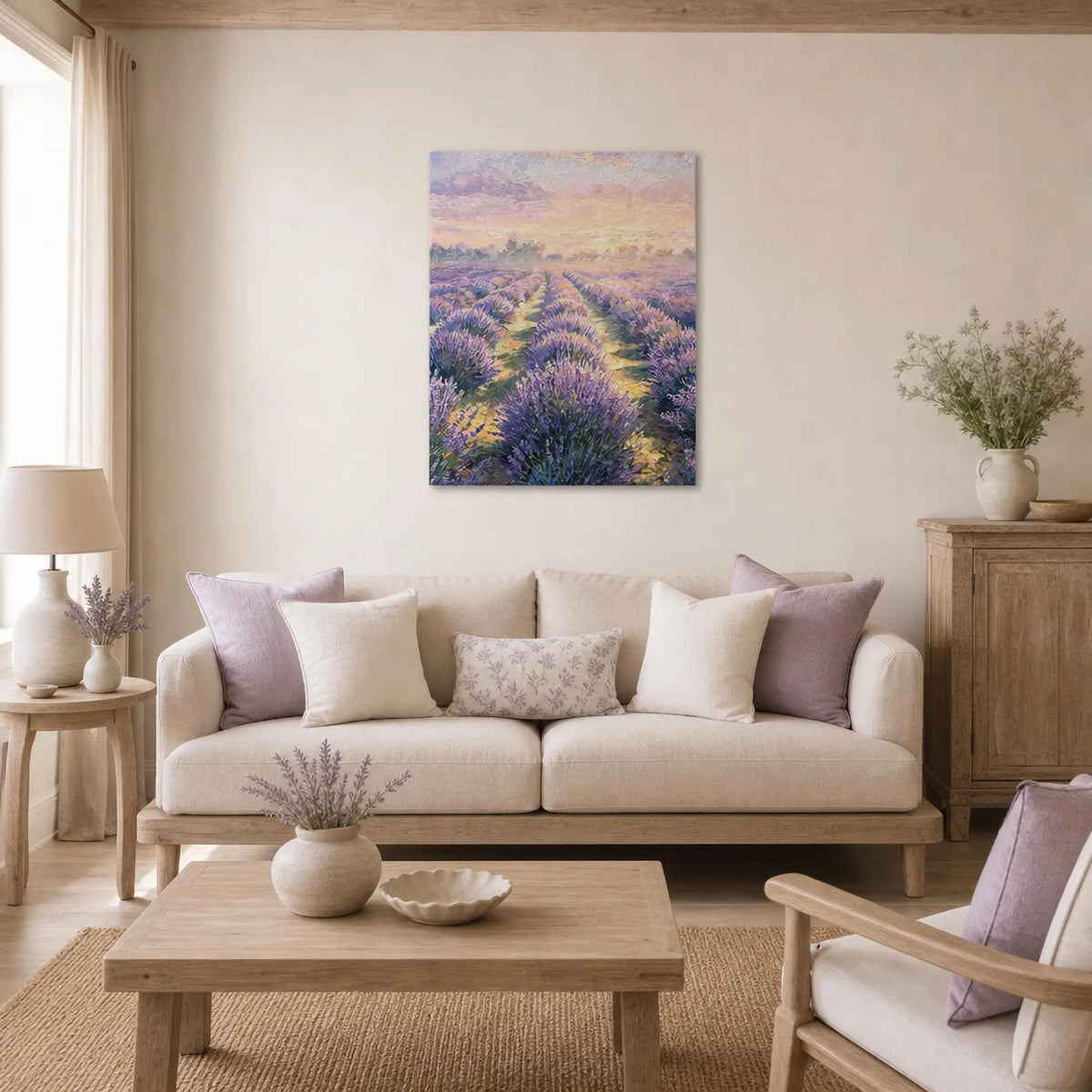 Sunset Lavender Meadow Canvas Wall Art