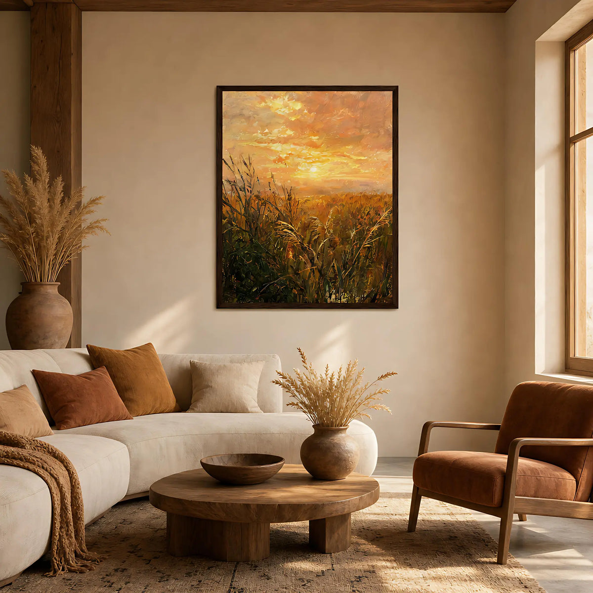 Golden Reeds Sunset Framed Fine Art Print