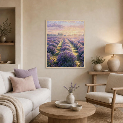 Lavender Sunset Field Framed Fine Art Print