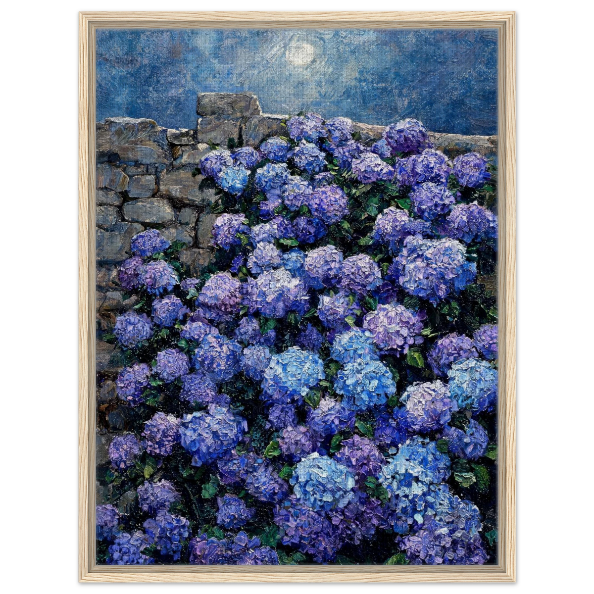 Moonlit Hydrangea Wall Framed Canvas Wall Art