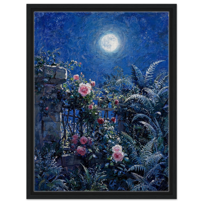 Midnight Garden Roses impressionist floral landscape print by Vintstep