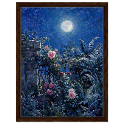 Midnight Garden Roses impressionist floral landscape print by Vintstep