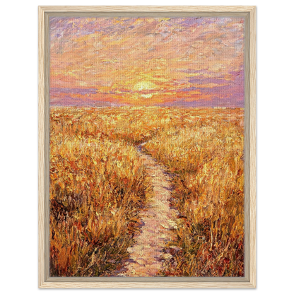 Golden Path Sunset Framed Canvas Art