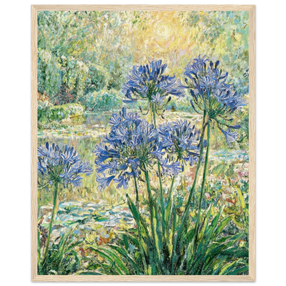 Sunlit Agapanthus Garden Wooden Framed Poster | Vintstep