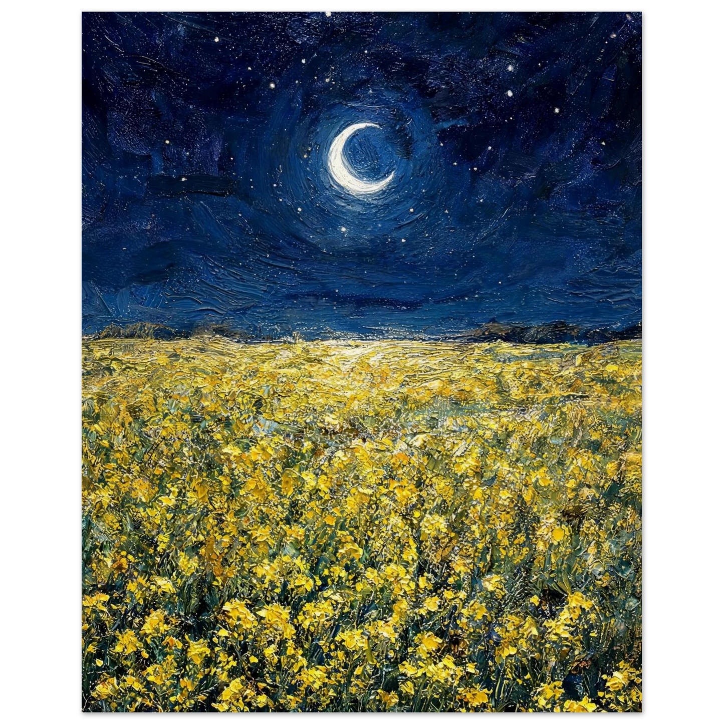 Moonlit Golden Meadow museum-quality archival paper fine art print by Vintstep