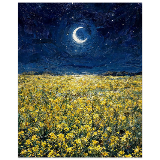 Moonlit Golden Meadow museum-quality archival paper fine art print by Vintstep
