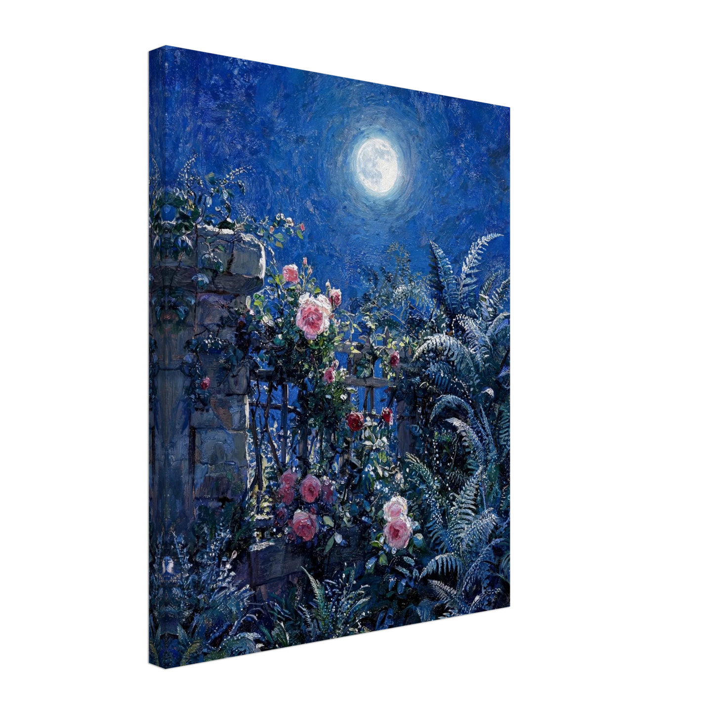 Midnight Garden Roses impressionist floral landscape print by Vintstep
